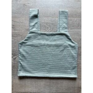 American‎ Eagle Crop Top Tank Women's Small Preppy Green Checkered Pattern